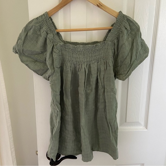 Madewell Square-Neck Smocked Top in Dotted Vines - Picture 4 of 7